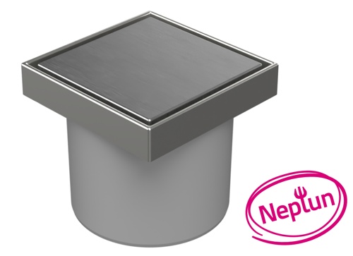 Floor drain with direct outlet D110, NEPTUN, stainless steel frame, grid STEEL 125