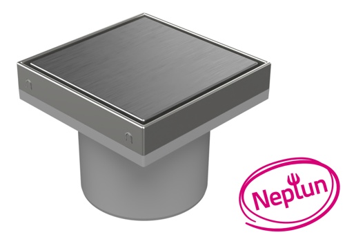 Floor drain with direct outlet D110, NEPTUN, stainless steel frame, grid STEEL 150