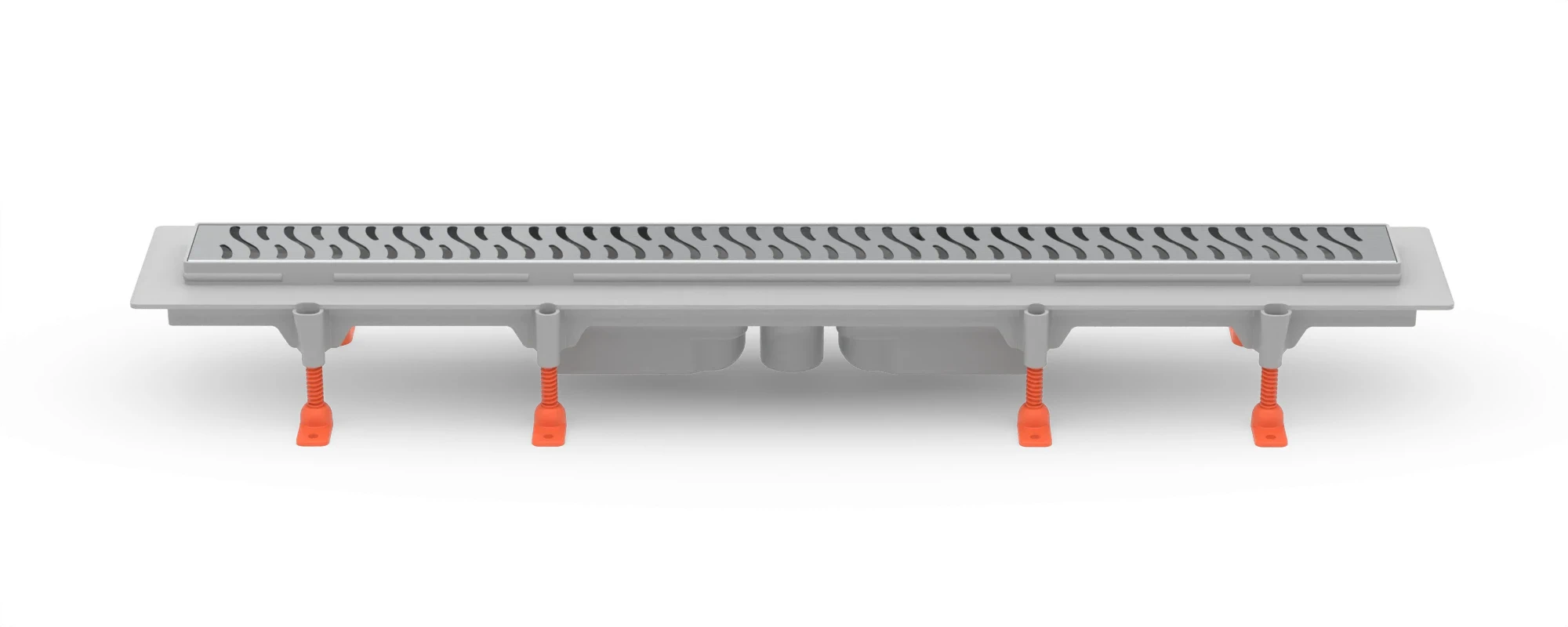 Linear floor drain 1050 mm, bottom outlet D40, plastic frame, HARMONY matt grate