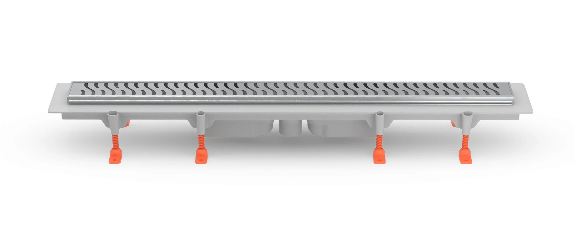 Linear floor drain 1050 mm, bottom outlet D40, SS frame, HARMONY gloss grate