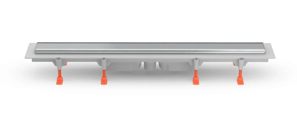 Linear floor drain 1050 mm, bottom outlet D40, SS frame, KLASIK/FLOOR gloss grate