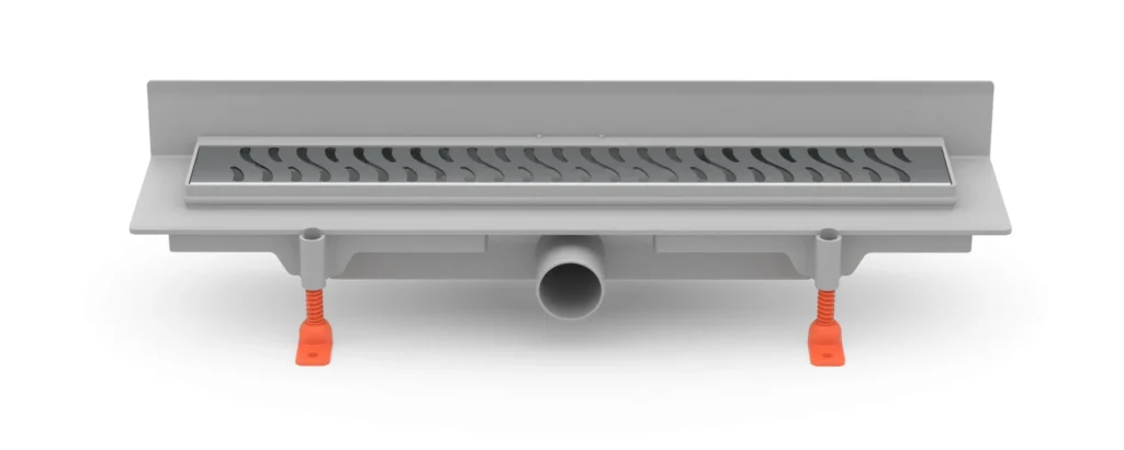 Linear. floor drain to wall side outlet, D40, 350 mm, Harmony grid gloss