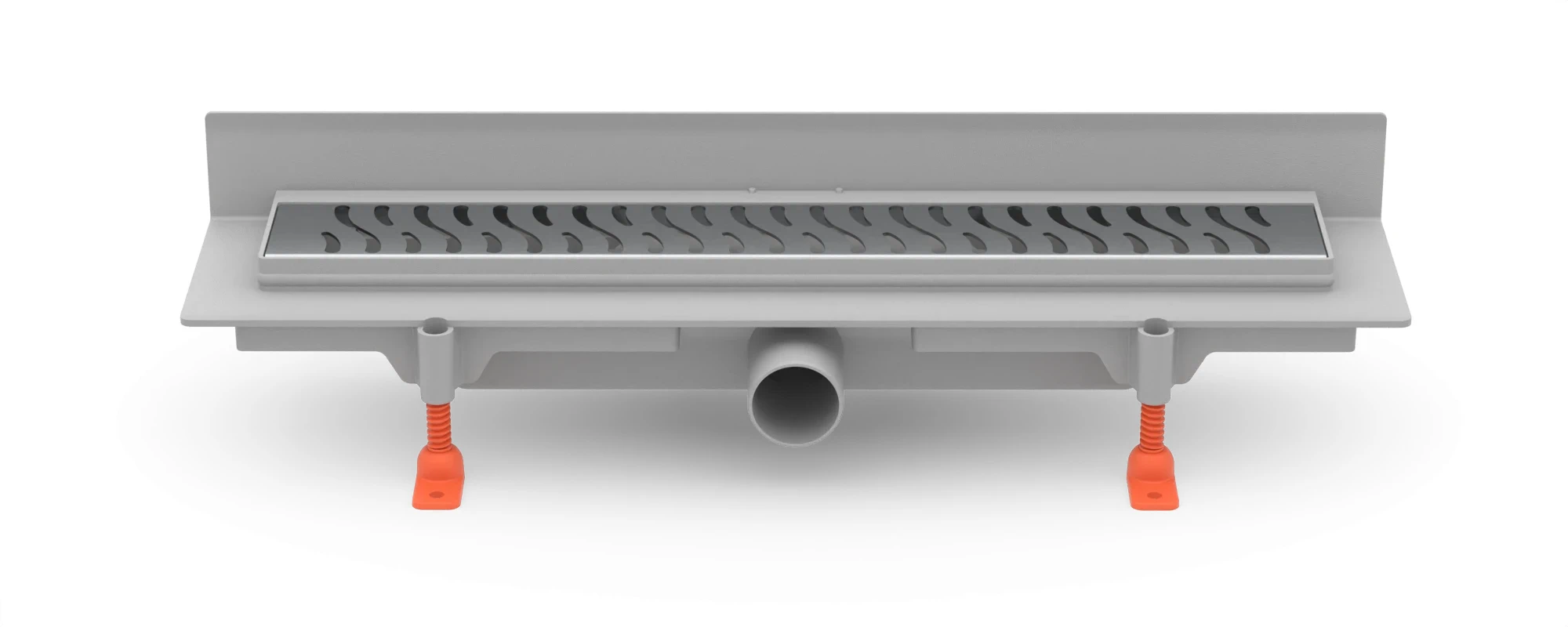 Linear. floor drain to wall, side outlet, D40, 350 mm, Harmony grid matt
