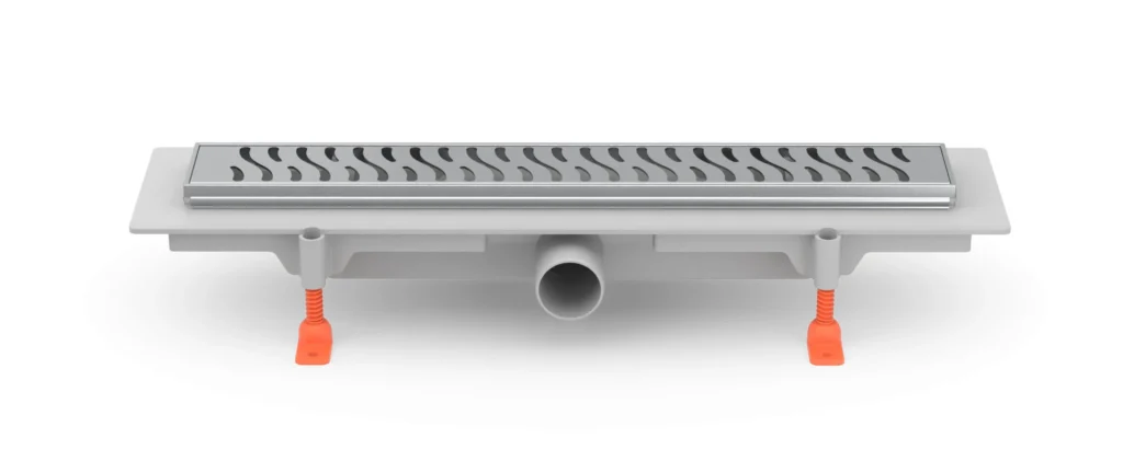 Linear. floor drain with stainless steel frame side outlet, D40, 350 mm, Harmony grid matt
