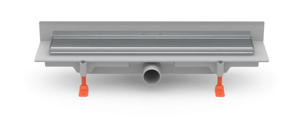 Linear floor drain with  SS frame to wall side outlet D40, 350 mm, Klasik grid gloss