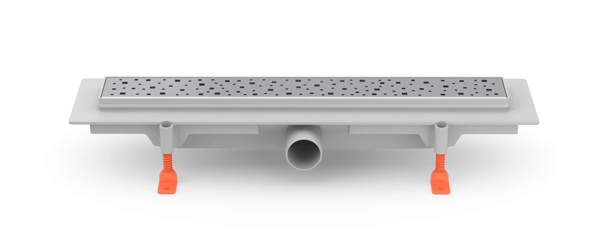 Linear floor drain 350 mm, side outlet D40, plastic frame, SQUARE gloss grate