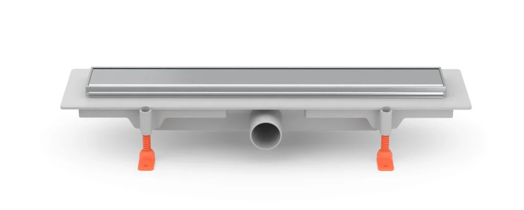 Linear floor drain with stainless steel frame side outlet D40, 450 mm, Klasik grid matt