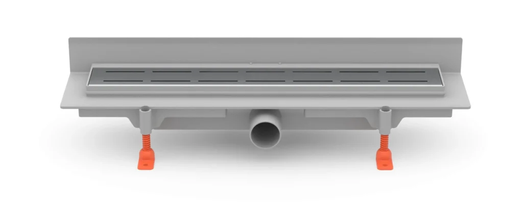 Linear. floor drain to wall side outlet, D40, 450 mm, Line grid gloss