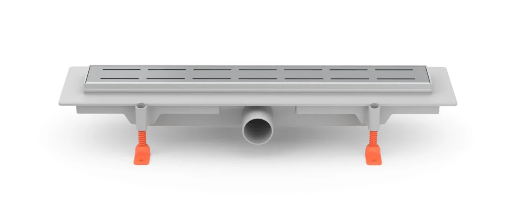 Linear. floor drain side outlet, D40, 450 mm, Line grid gloss
