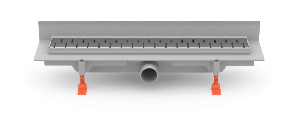 Linear. floor drain to wall side outlet, D40, 450 mm, Medium grid gloss