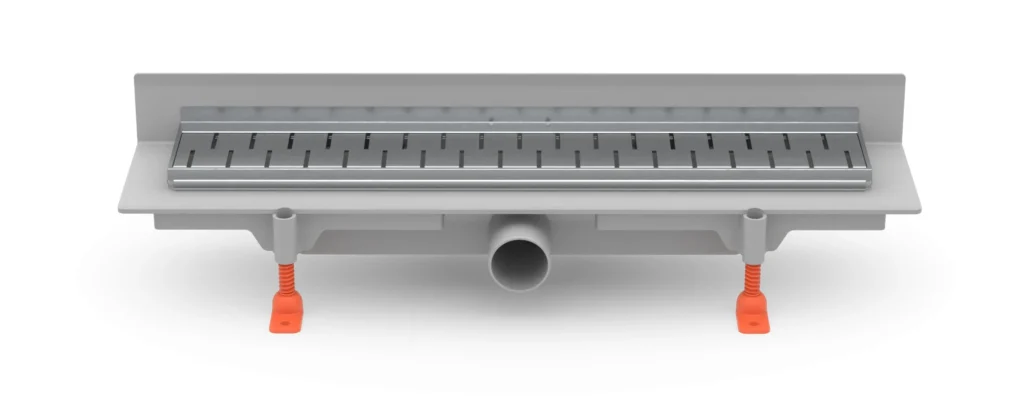 Linear. floor drain with SS frame to wall side outlet D40, 450 mm, Medium grid matt