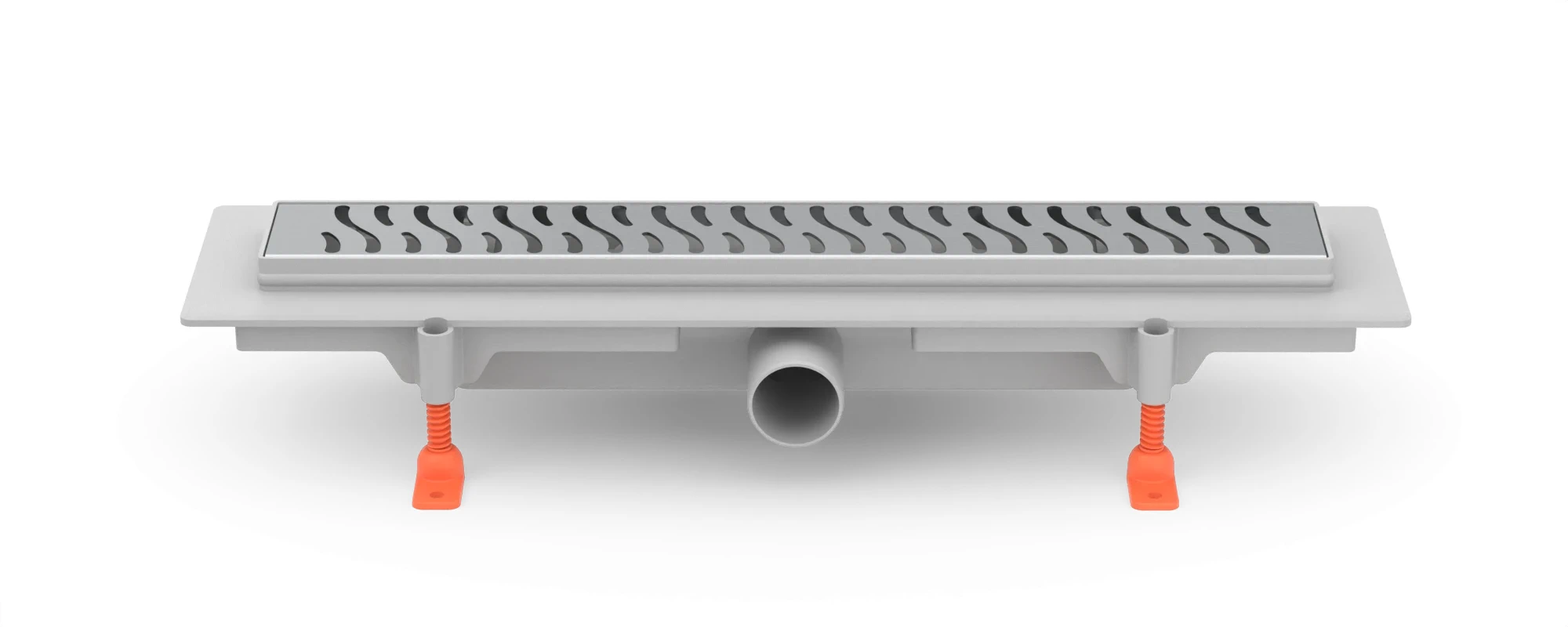Linear floor drain 550 mm, side outlet D40, plastic frame, HARMONY gloss grate