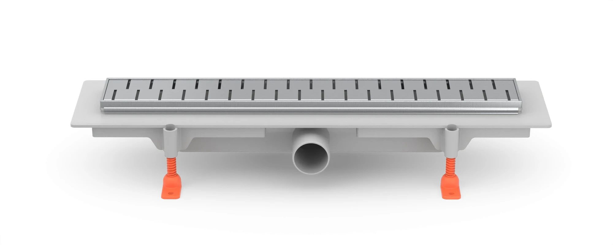 Linear. floor drain with stainless steel frame side outlet, D40, 550 mm, Medium grid gloss