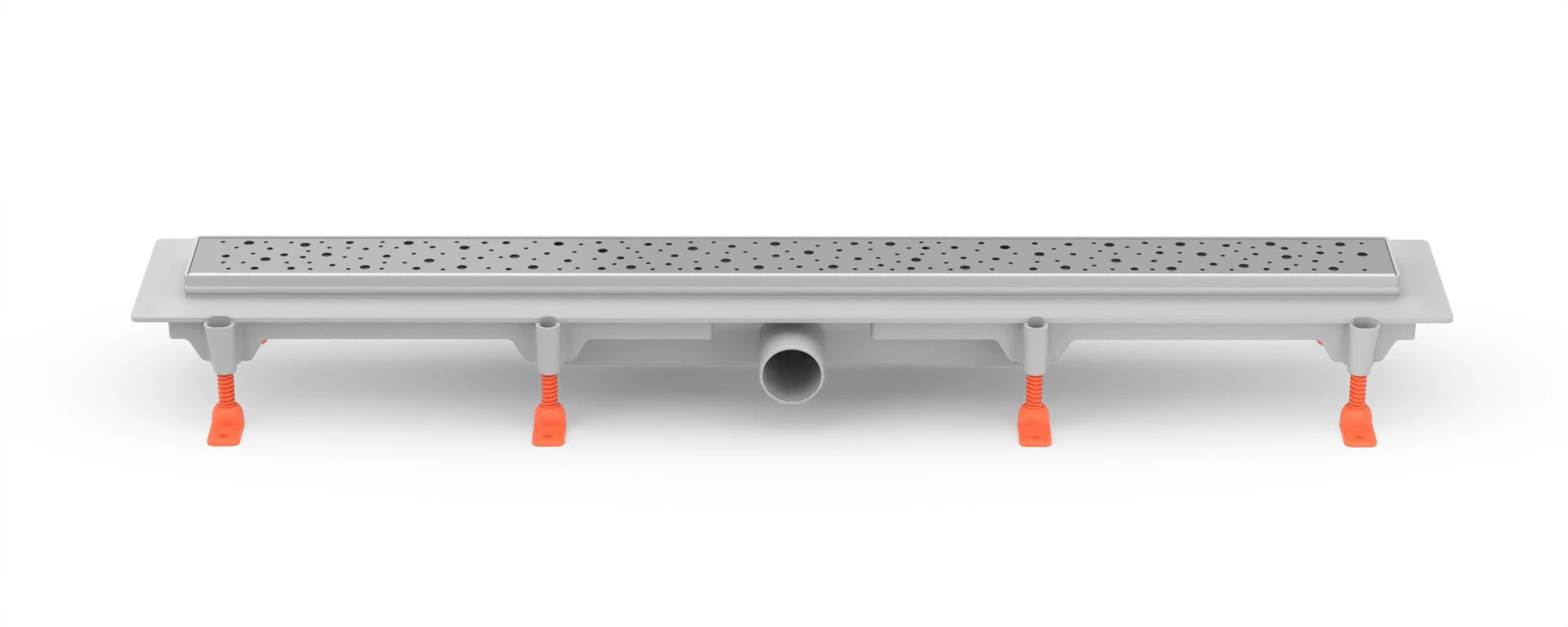 Linear floor drain 650 mm, side outlet D40, plastic frame, DROPS gloss grate