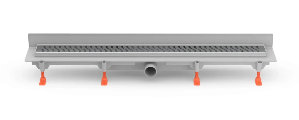 Linear. floor drain to wall,  side outlet, D40, 650 mm, Harmony grid matt