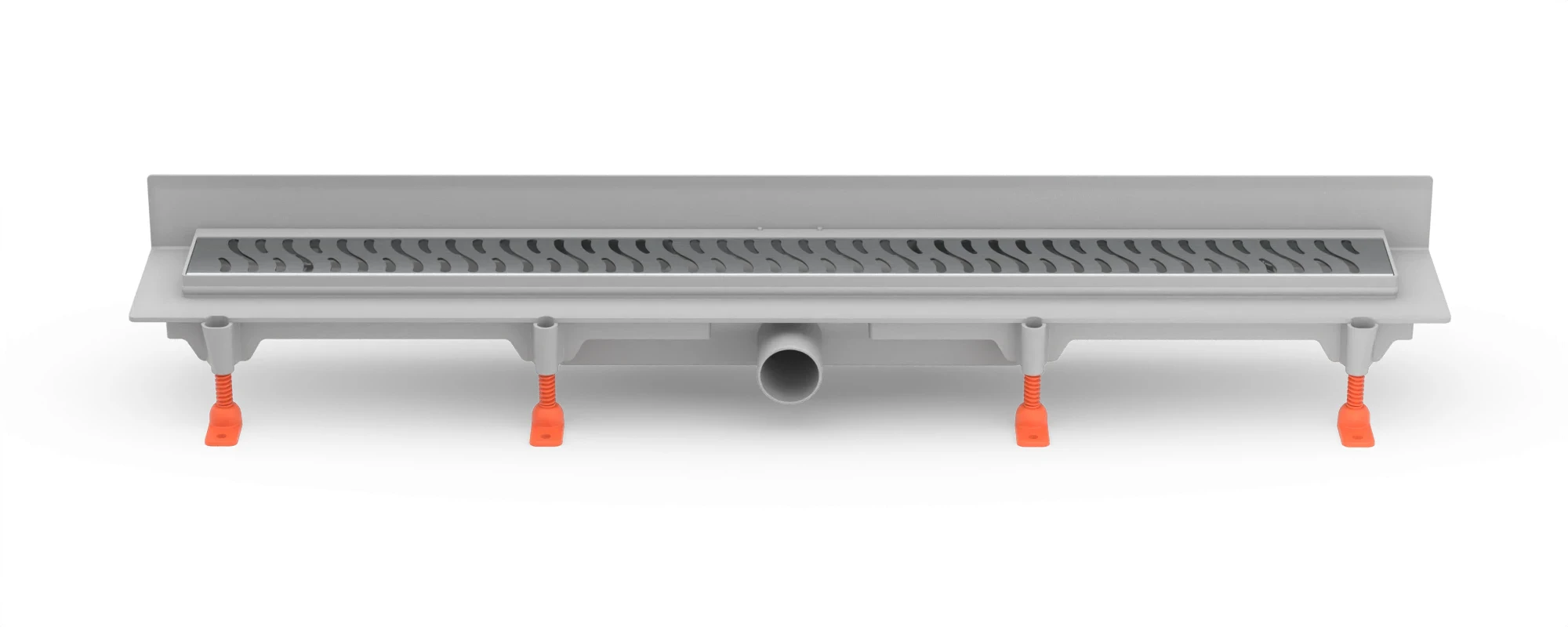 Linear. floor drain to wall, side outlet, D40, 650 mm, Harmony grid matt