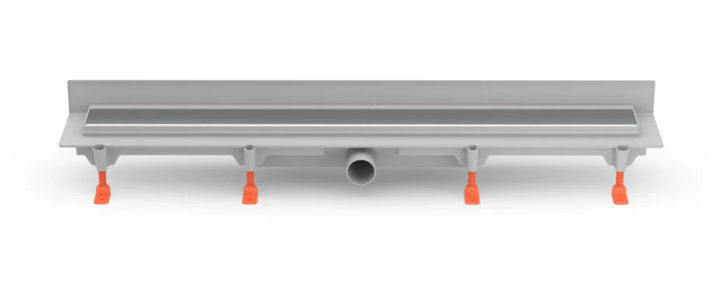 Linear. floor drain to wall side outlet, D40, 650 mm, Klasik grid gloss