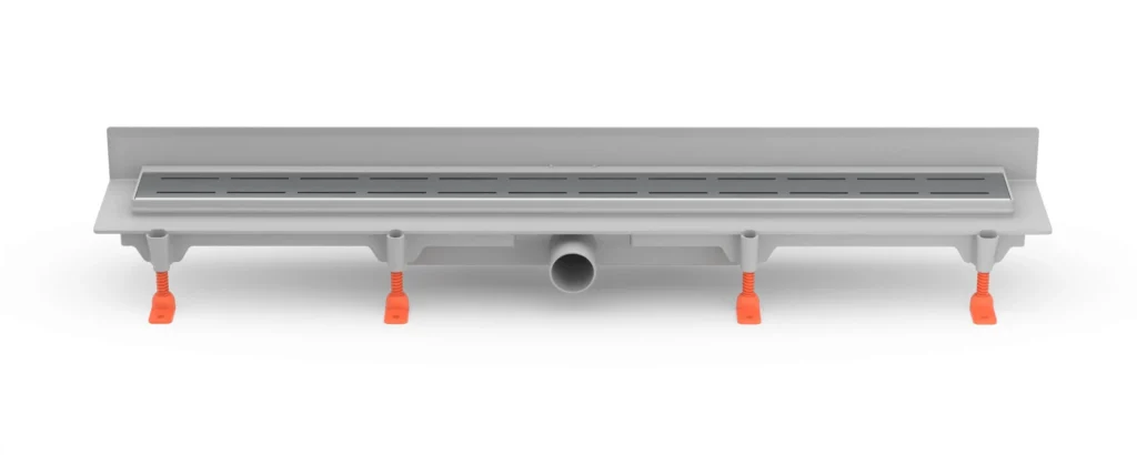 Linear. floor drain to wall side outlet, D40, 650 mm, Line grid gloss