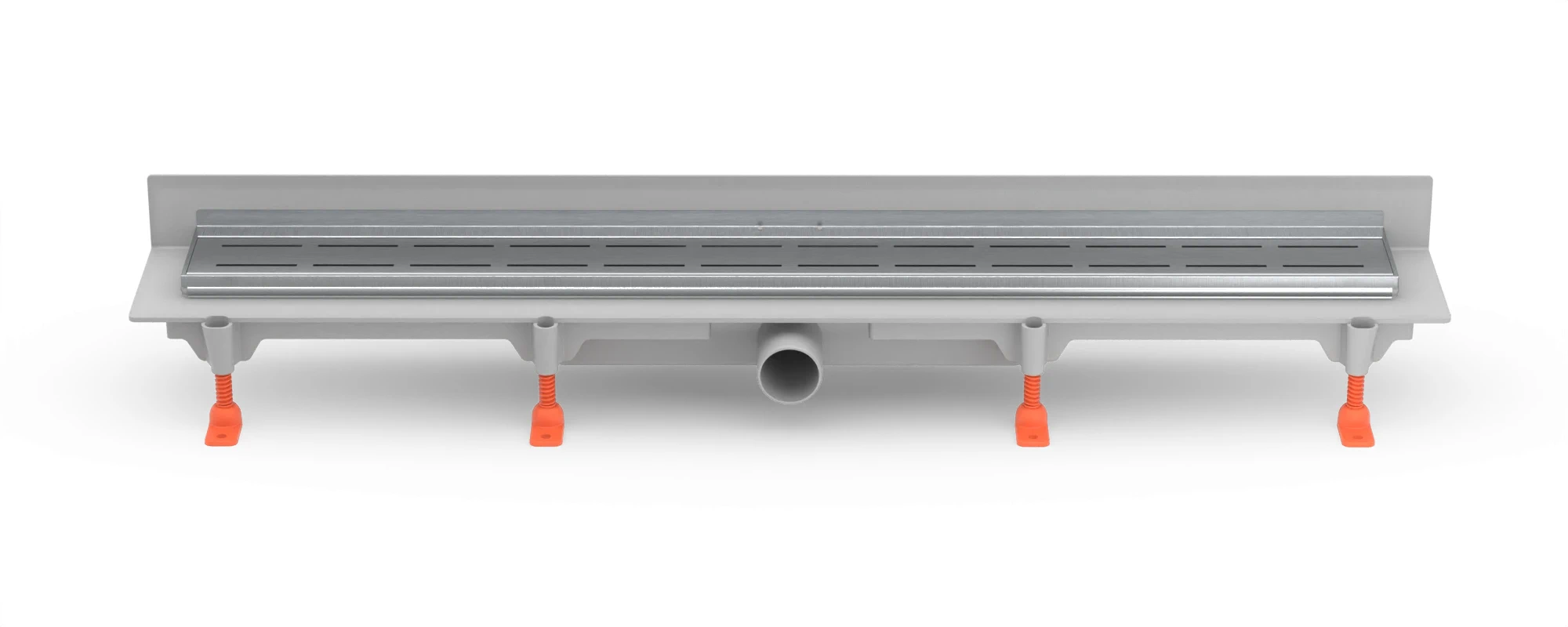Linear. floor drain with SS frame to wall side outlet D40, 650 mm, Line grid gloss
