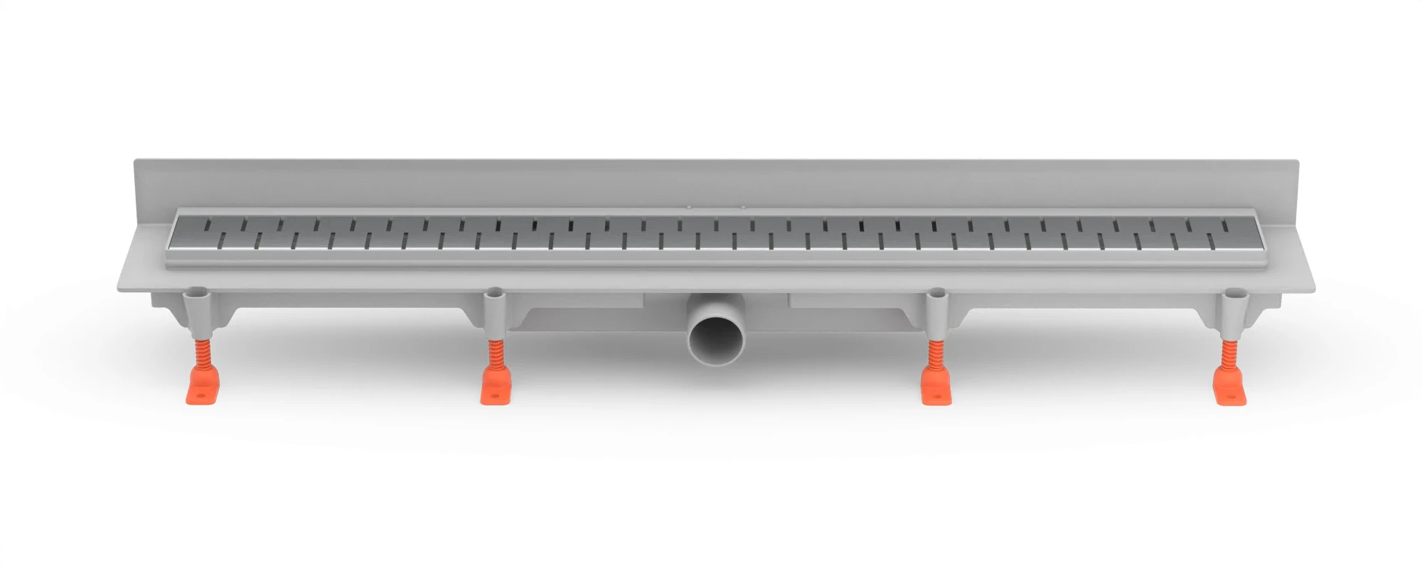 Linear floor drain against the wall 650 mm, side outlet D40, plastic frame, MEDIUM gloss grate