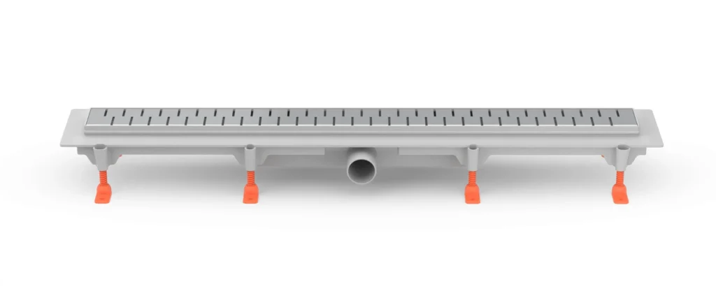 Linear. floor drain side outlet, D40, 650 mm, Medium grid gloss