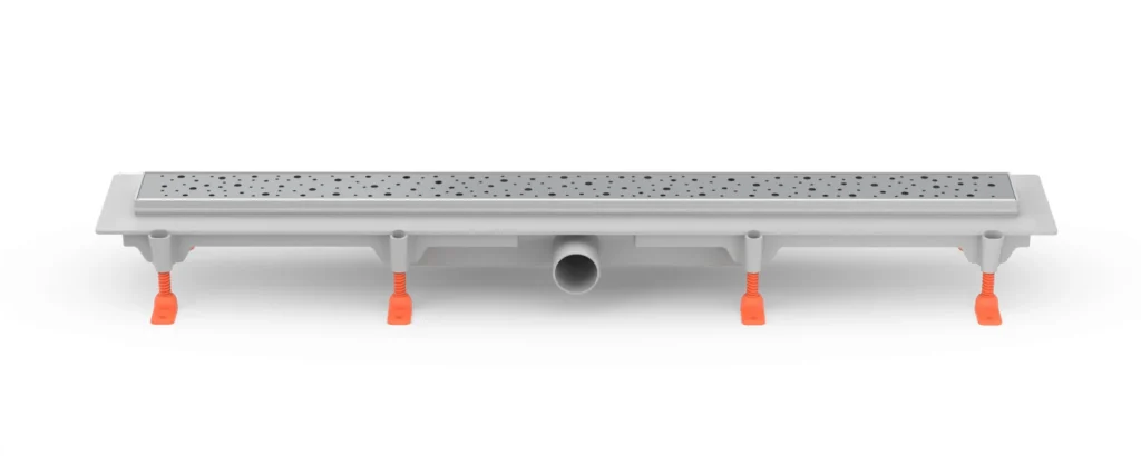 Linear. floor drain side outlet, D40, 750 mm, Drops grid gloss