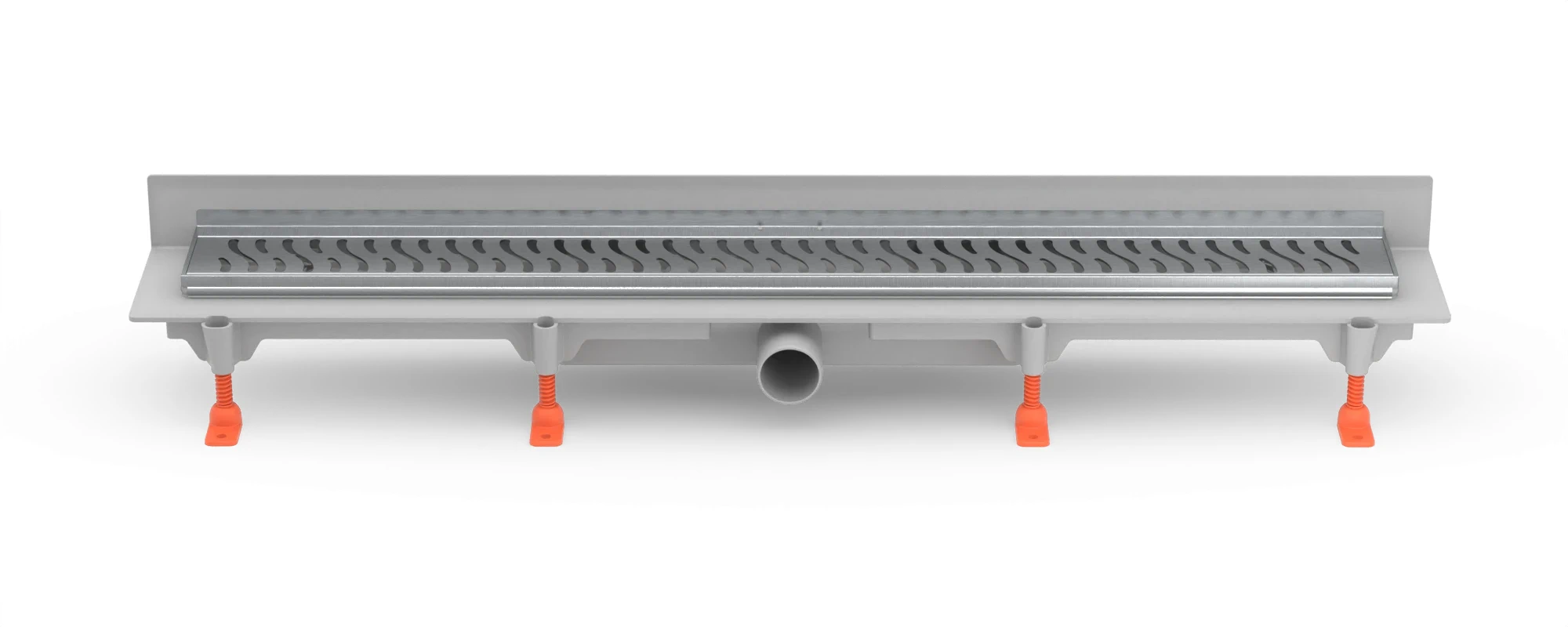 Linear floor drain against the wall 750 mm, side outlet D40, SS frame, HARMONY gloss grate