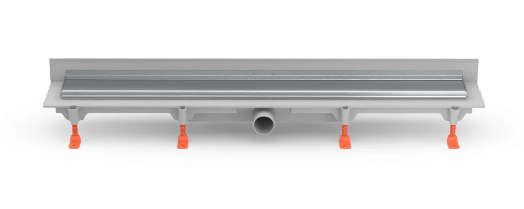 Linear. floor drain with SS frame to wall side outlet D40, 750 mm, Klasik grid matt