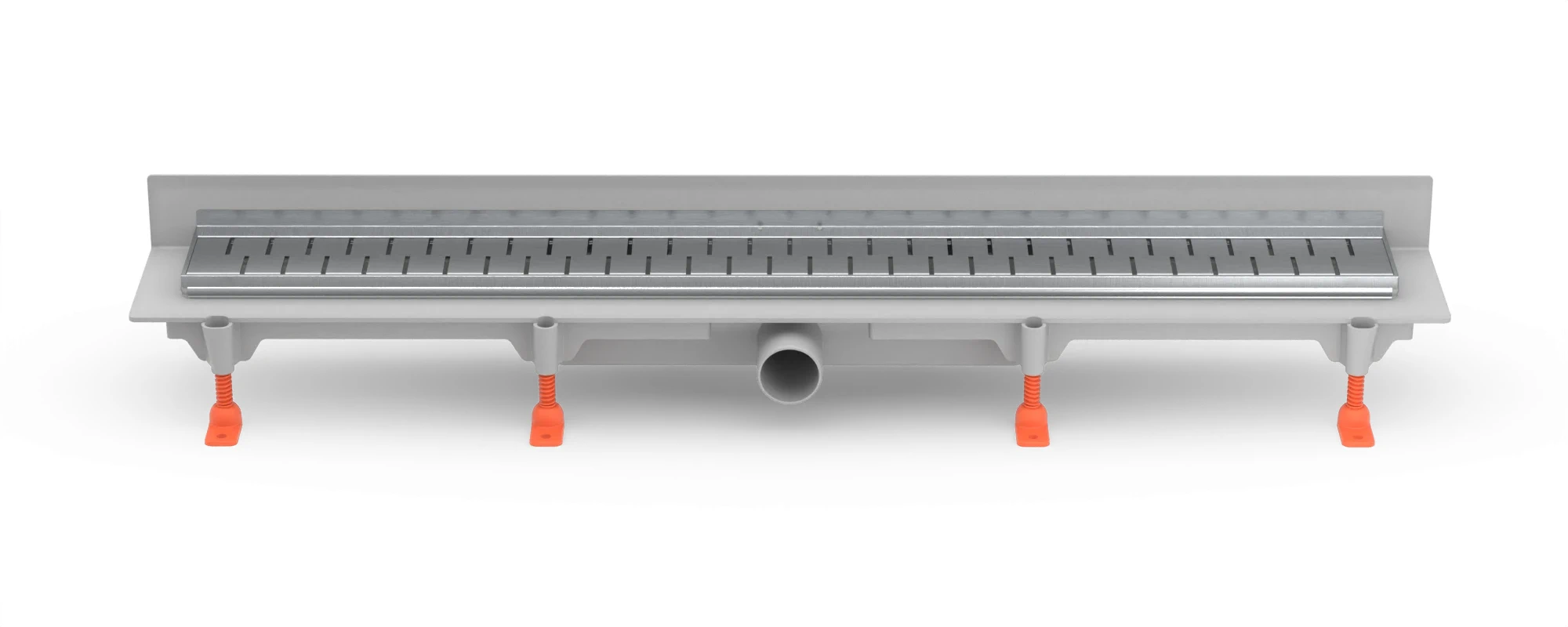 Linear floor drain against the wall 750 mm, side outlet D40, SS frame, MEDIUM gloss grate