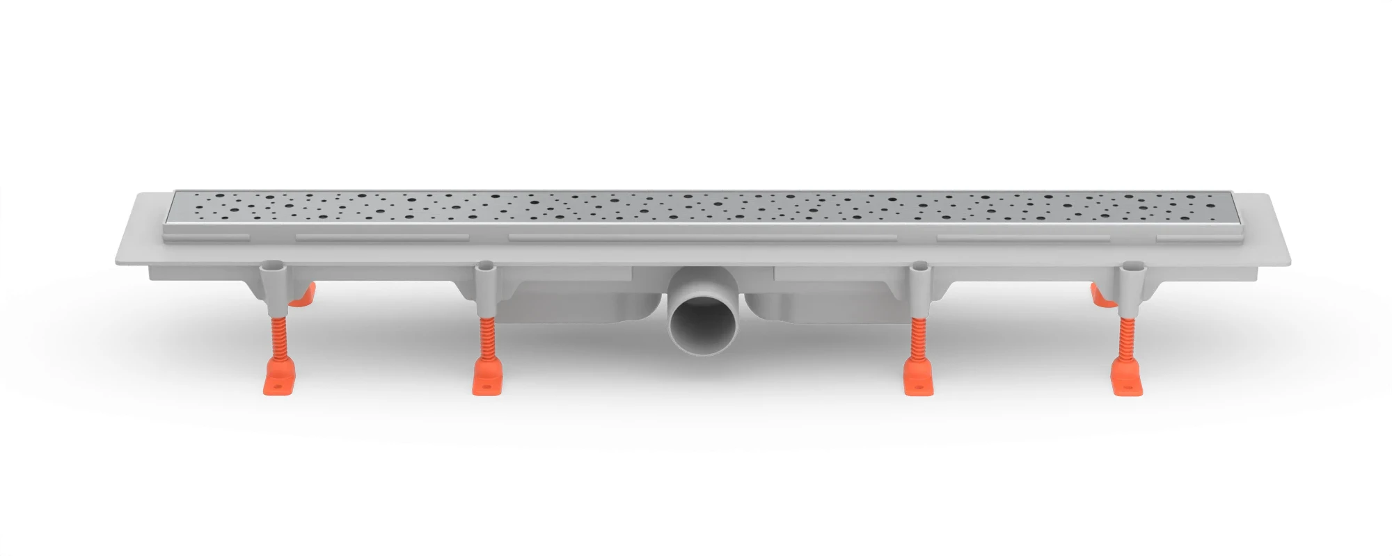 Linear floor drain 750 mm, side outlet D50, plastic frame, DROPS matt grate