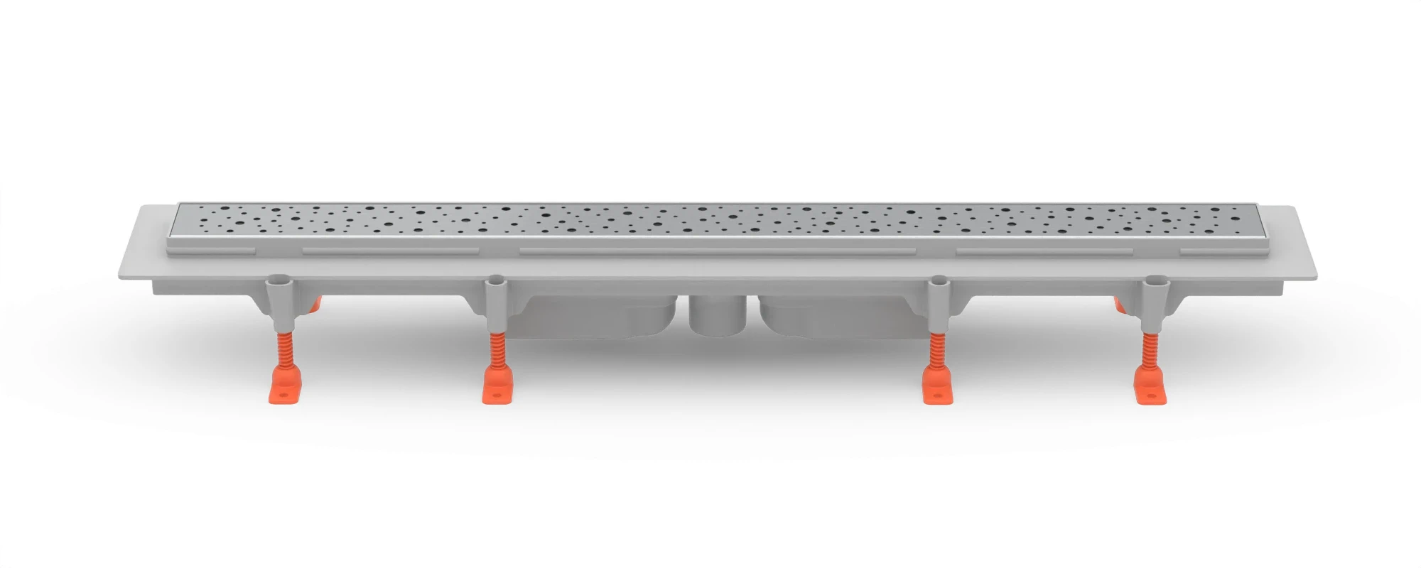 Linear floor drain 750 mm, bottom outlet D40, plastic frame, DROPS matt grate