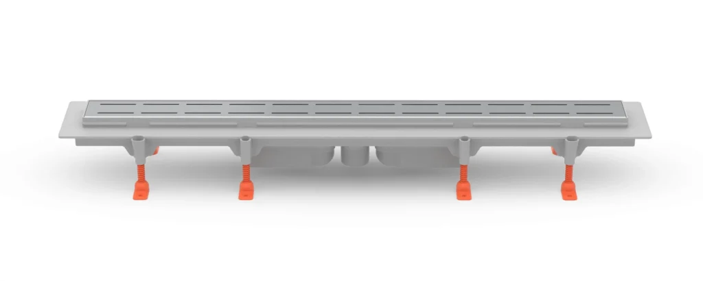 Linear floor drain 750 mm, bottom outlet D40, plastic frame, LINE gloss grate