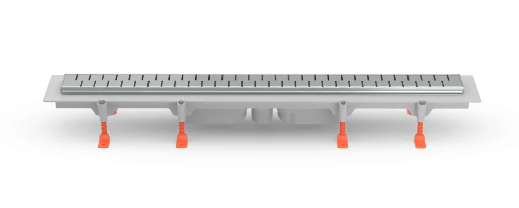 Linear floor drain 750 mm, bottom outlet D40, SS frame, MEDIUM gloss grate