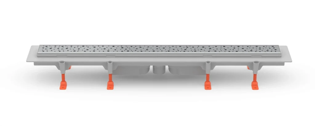 Linear floor drain 750 mm, bottom outlet D40, plastic frame, SQUARE matt grate