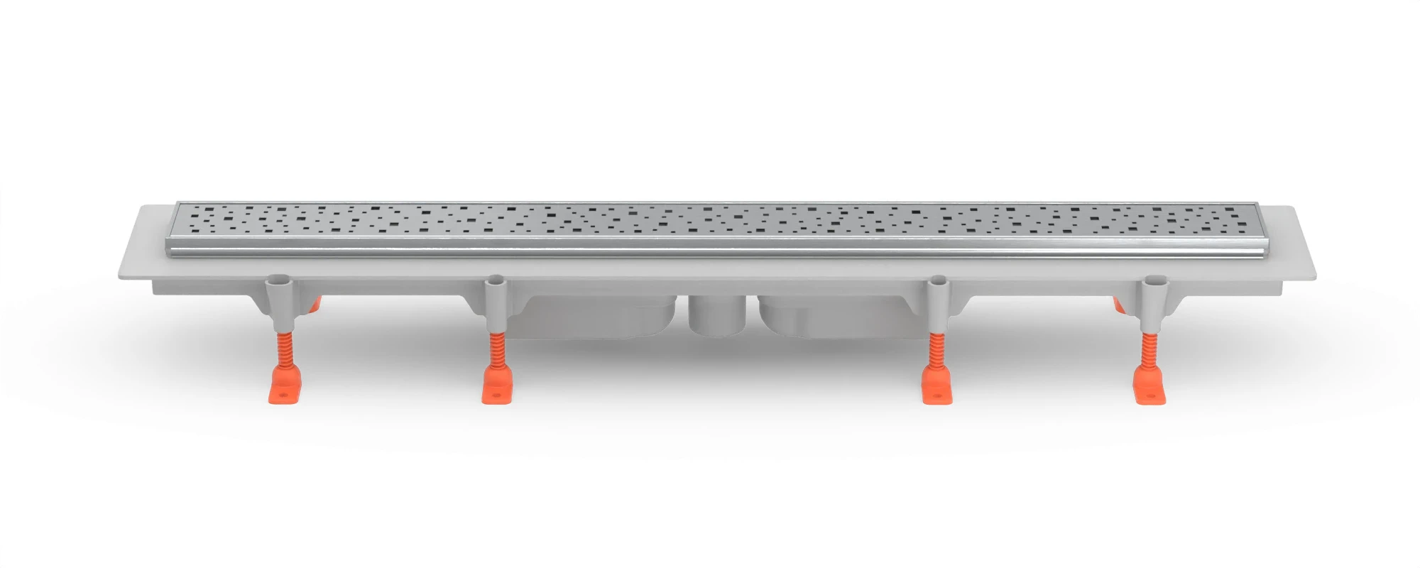 Linear floor drain 750 mm, bottom outlet D40, SS frame, SQUARE matt grate
