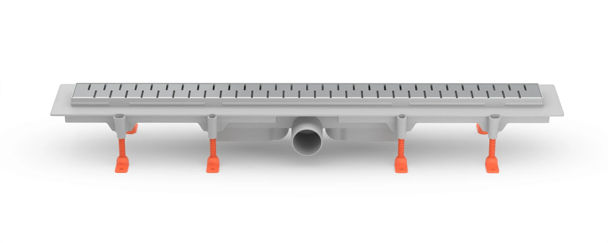 Linear floor drain 850 mm, side outlet D50, plastic frame, MEDIUM gloss grate