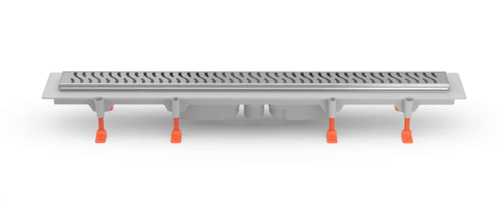 Linear floor drain 850 mm, bottom outlet D40, SS frame, HARMONY matt grate