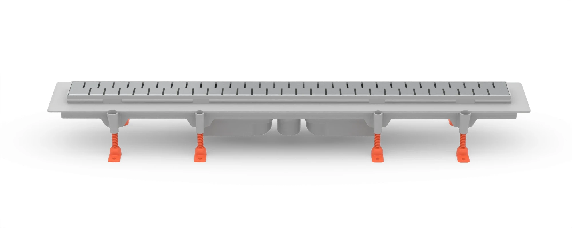Linear floor drain 850 mm, bottom outlet D40, plastic frame, MEDIUM gloss grate
