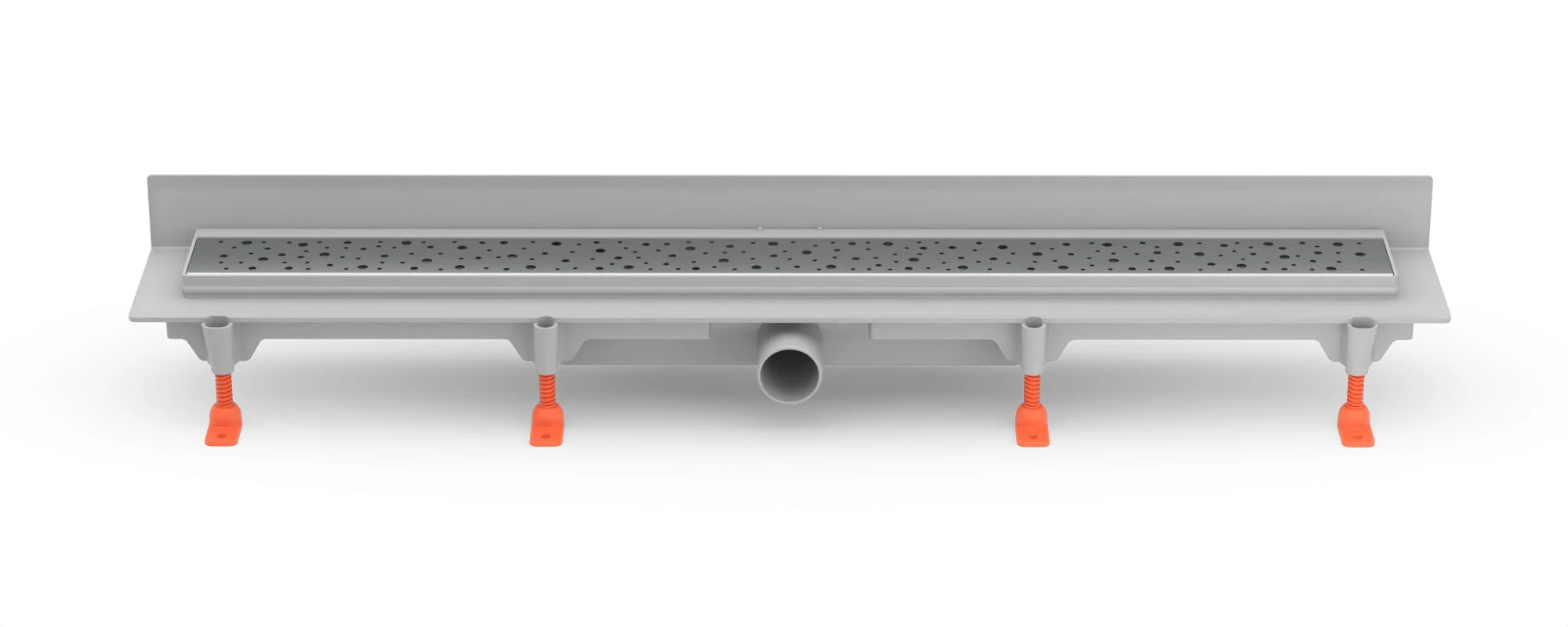 Linear floor drain against the wall 950 mm, side outlet D40, plastic frame, DROPS gloss grate
