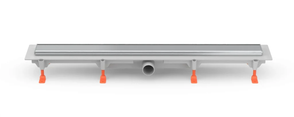 Linear floor drain with stainless steel frame side outlet D40, 950 mm, Klasik grid gloss