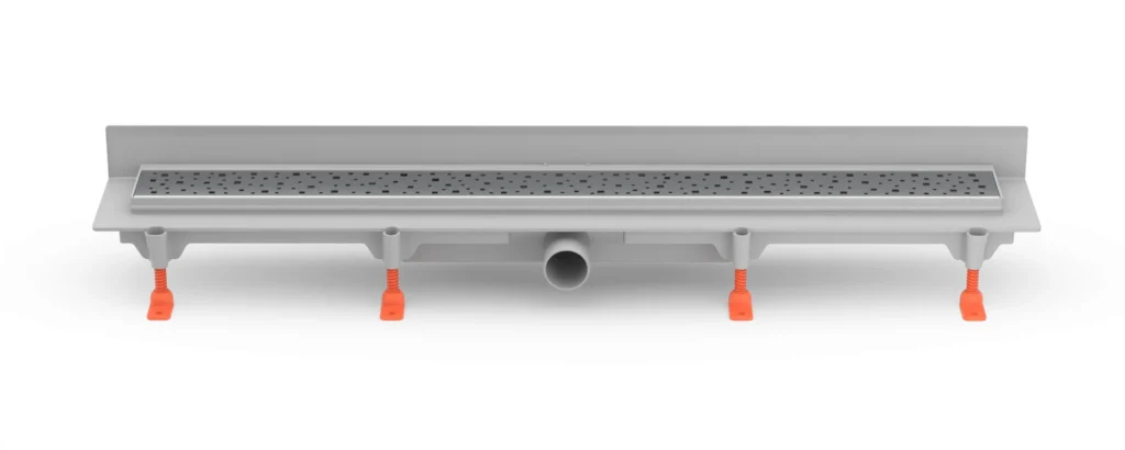 Linear. floor drain to wall side outlet, D40, 950 mm, Square grid gloss