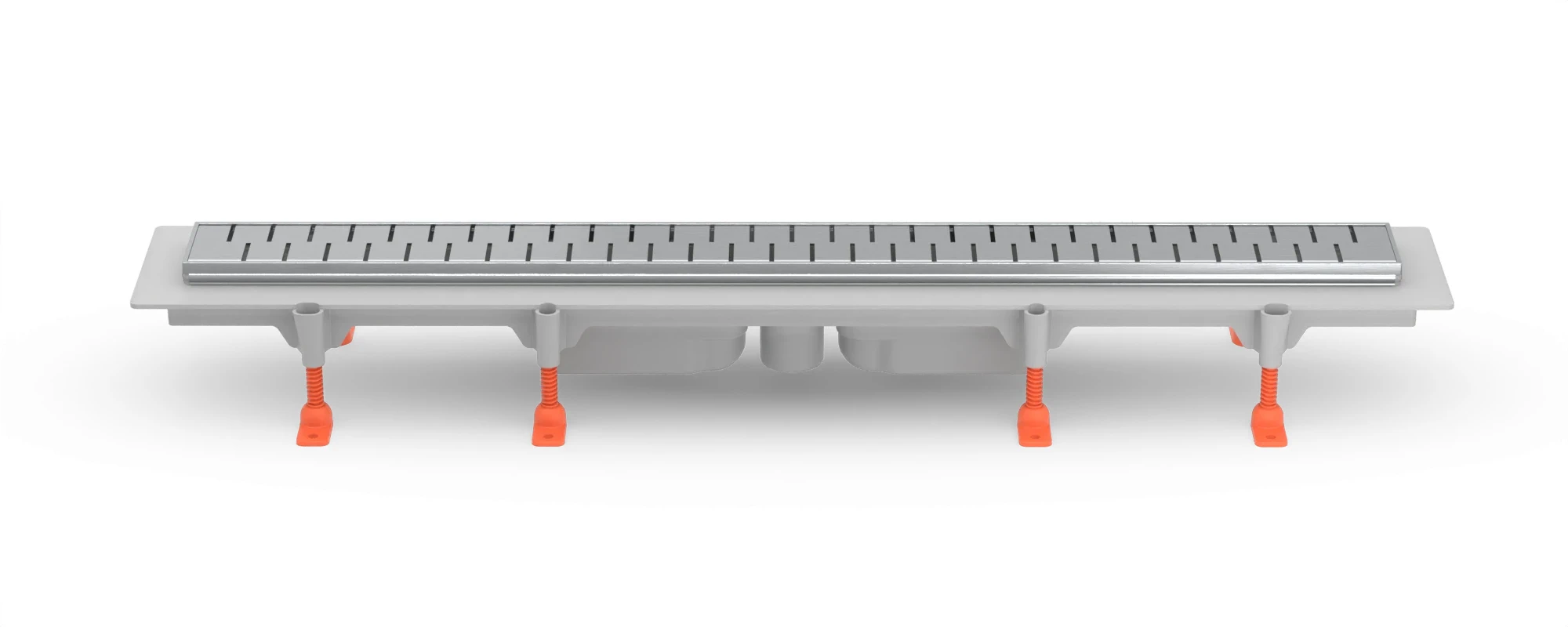 Linear floor drain 950 mm, bottom outlet D40, SS frame, MEDIUM gloss grate