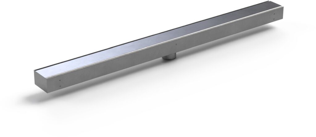 Stainless steel linear channel drain COVE with Klasik/Floor grating, closed one end (1000x80x50mm)