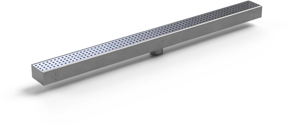 Stainless steel linear channel drain COVE with Square grating, closed one end (1000x80x50mm)