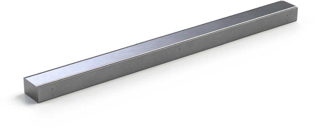 Stainless steel channel end section COVE with Klasik/Floor grating, right/left (1000x80x50mm)